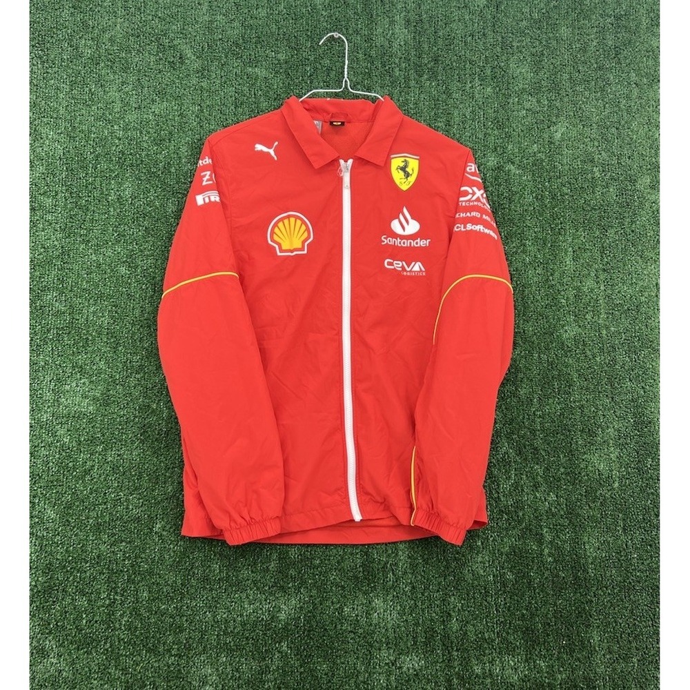 PUMA Scuderia Ferrari F1 2024 Team Coach Jacket Mens S Full Zip Red 763598-01